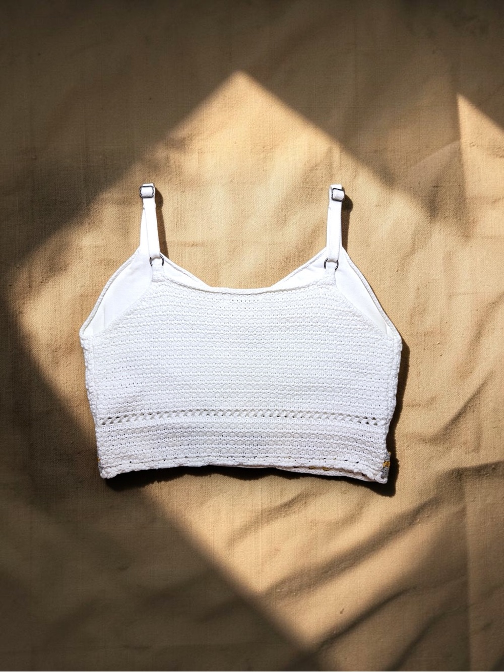 Hollister White Crochet-Trim Knit Crop Tank - Picture 4 of 8